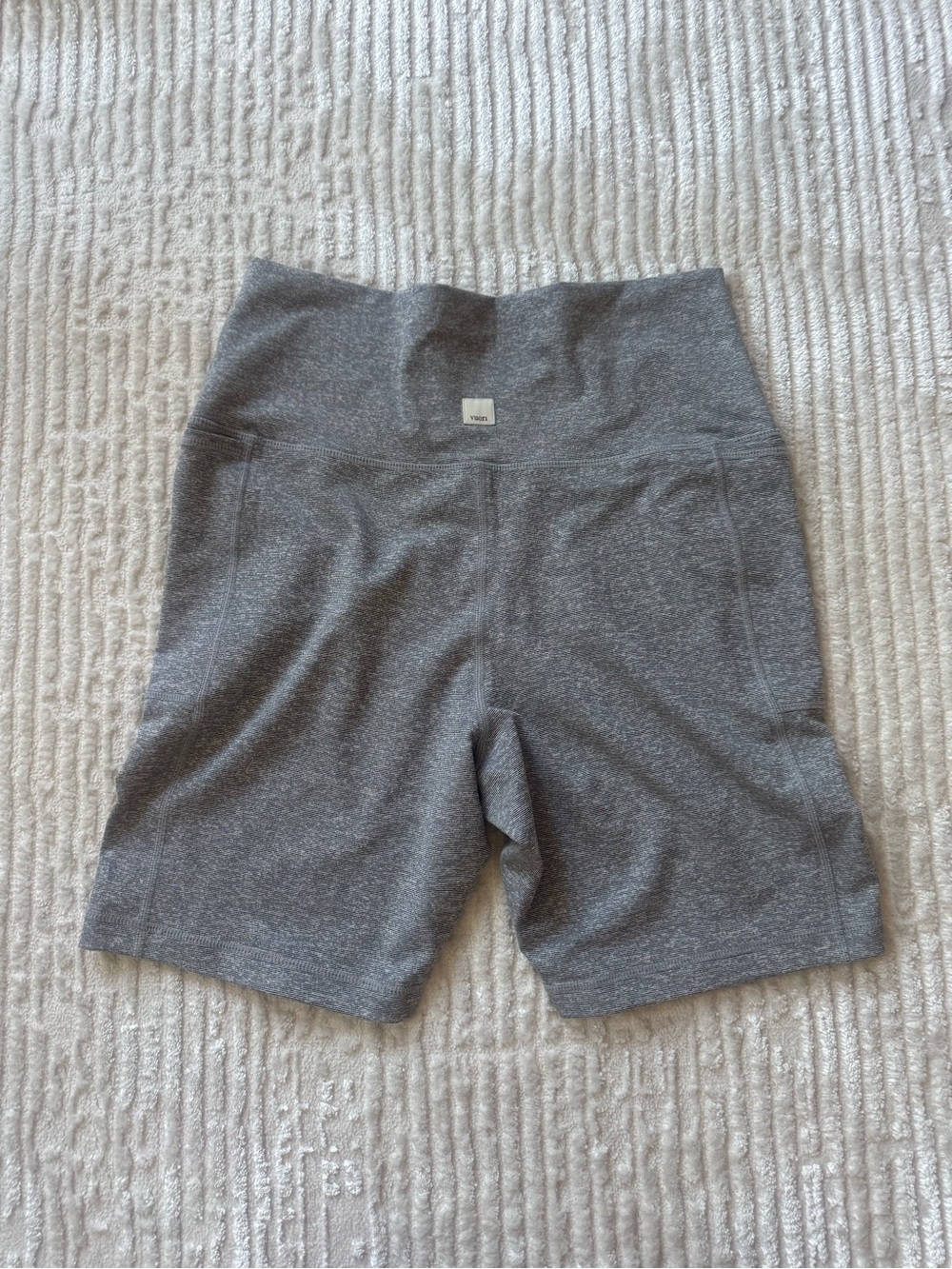 Vuori Heather Gray High-Rise Bike Shorts